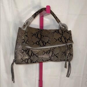 6126 Lindsey Lohan 100% Leather Chic Snake Print Shoulder Bag